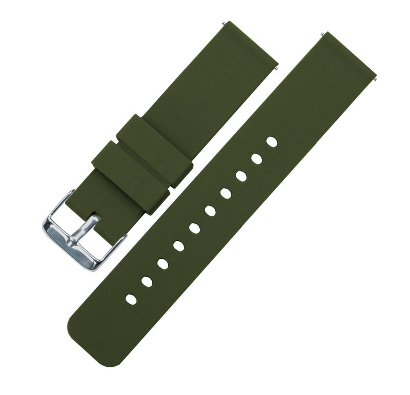 BARTON WATCH BANDS 20mm Army Green Soft Silicone Quick Release Straps - Image 2